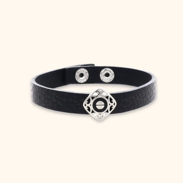 Masculine Black Leather 925 Silver Bracelet Men with Rhodium and Lacquer coating for Anti-tarnish.
